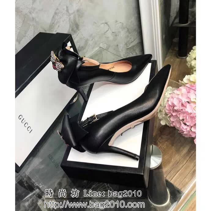 GUCCI古馳 18早春系列 代購品質 RMB古典美學皮革蝴蝶結 中跟單鞋 QZS1396